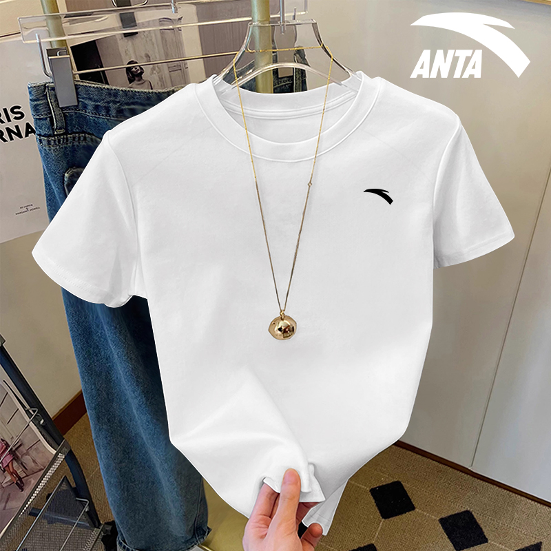 安踏休闲女速干t恤紫色短袖