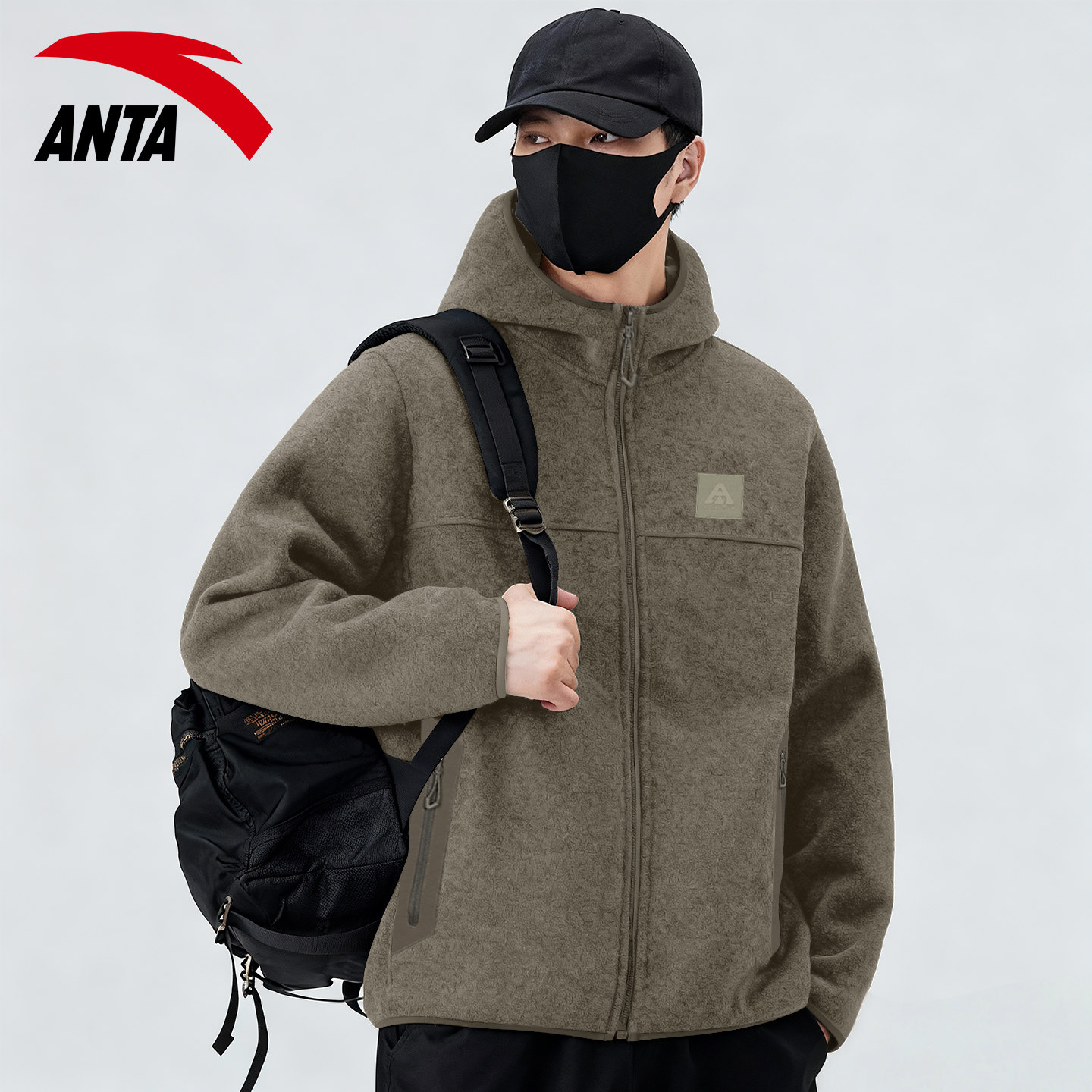 安踏连帽夹克男士粗针绒保暖冬季加绒防寒户外休闲运动风开衫外套,运动服/休闲服装,运动茄克/外套,淘宝优惠券,粉丝福利购,淘宝优惠卷