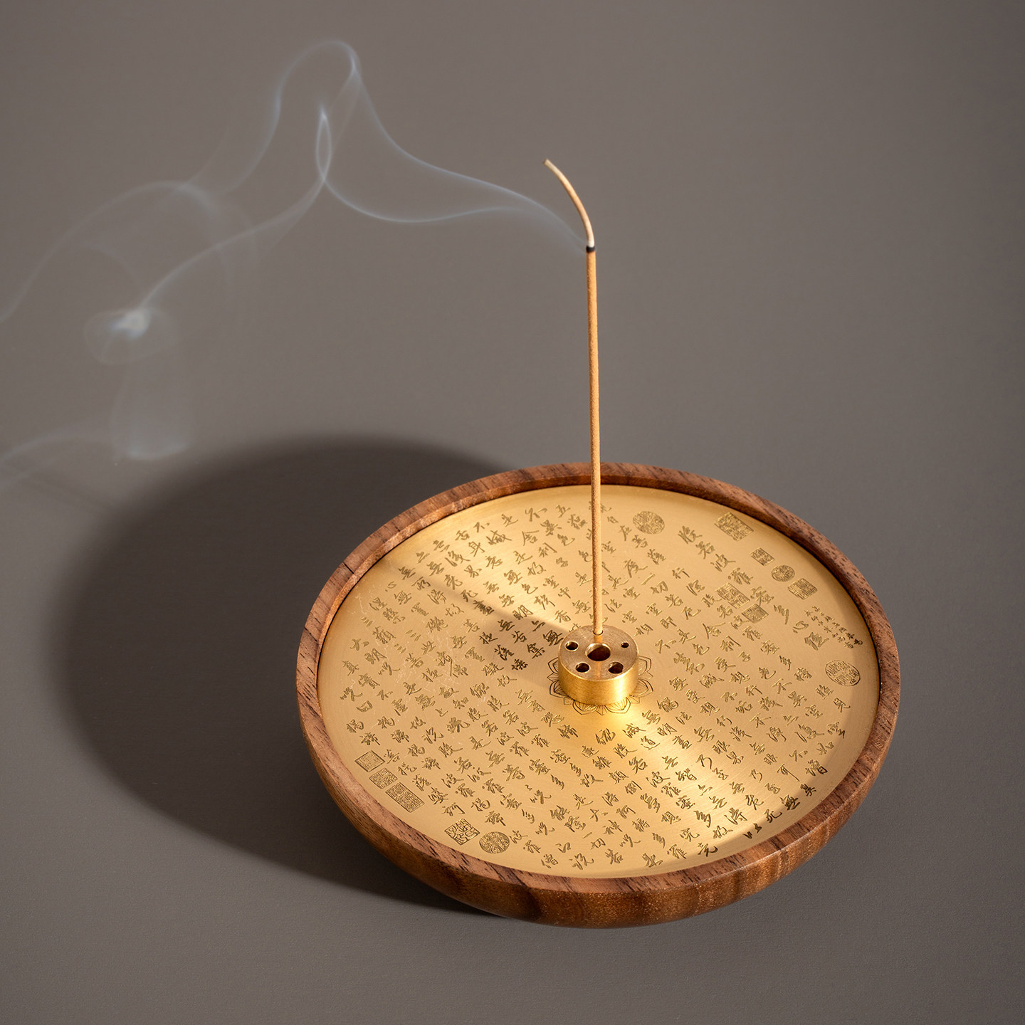 胡桃木心经线香炉礼盒线香插座托