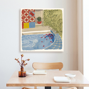 奶油风法式 饰画侘寂风卧室床头挂画民宿背景画 风景客厅沙发背景装