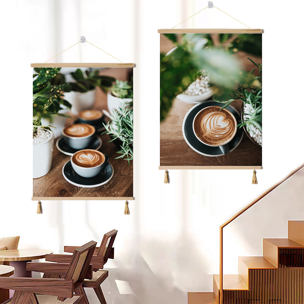 中古风咖啡生活装饰画文艺范儿咖啡店墙面壁画复古风街道美式挂画