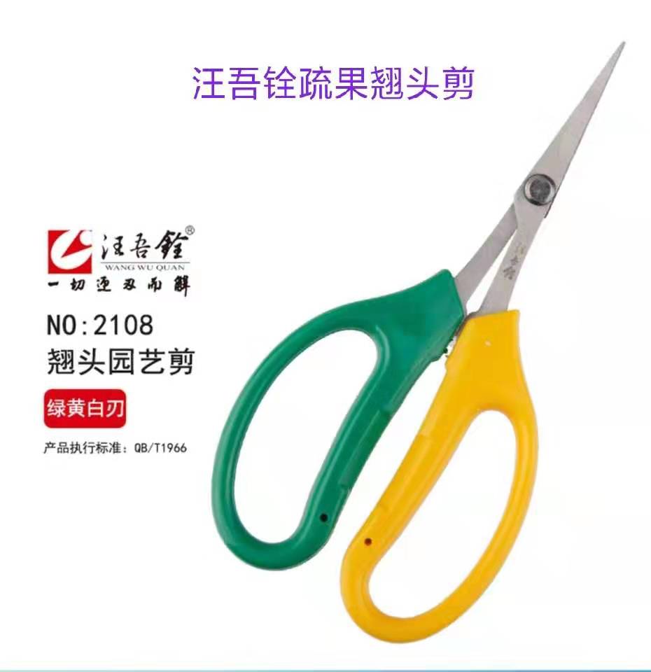 汪吾铨2108双色翘头剪葡萄剪疏果园艺果树剪刀修果嫩芽盆栽果枝剪