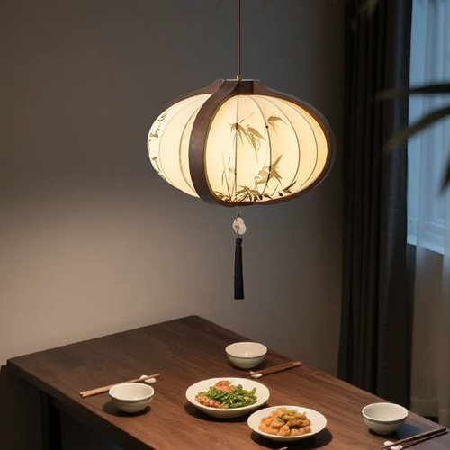 宋代美学中式复古实木餐厅吊灯