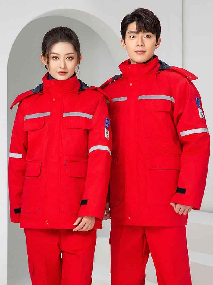 冬季防静电工作服棉衣男厚防寒加保暖化工厂加气加油站劳保服棉袄