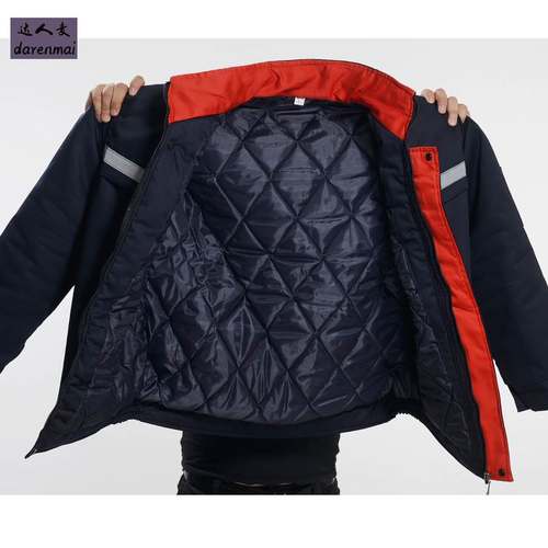 冬季工作服棉衣上衣男反光条防寒工作服大衣加厚 工程服夹克棉衣