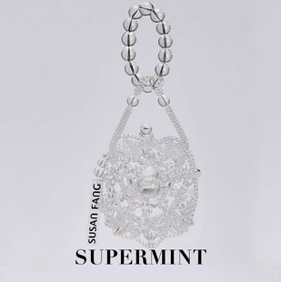 SUSANFANG小众原创设计透明水晶珍珠泡泡单肩手提包时尚个性仙女