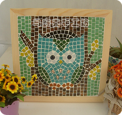 端午diy个性实用活动礼物-创意手工马赛克-装饰画--猫头鹰03