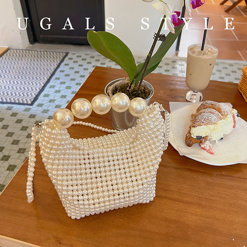 法式复古名媛手工编织材料包串珠珍珠枕头波士顿手拿斜挎包