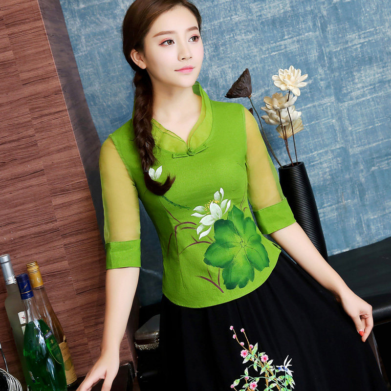 唐裝上衣女改良時尚夏裝盤扣新款 修身顯瘦短款中袖亞麻茶藝服裝在類目 女裝/女士精品, 唐裝/民族服裝/舞臺服裝, 唐裝/中式服裝, 上衣中 - 來自Buy2taobao.com提供專業的淘寶代購服務