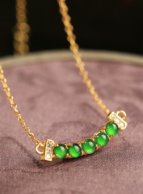 小银匠天然a货翡翠纯银微笑项链