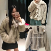 灰色环保人造皮草毛毛短款 在途 夹克外套 23冬季 新款 the barnnet