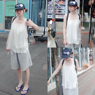 韩国在途 freckle 2026夏季新款 lace rose吊带无袖背心上衣女