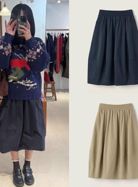 现货 sienne 26春季新款 韩系时尚蓬蓬腰侧兜褶皱花苞设计半身裙