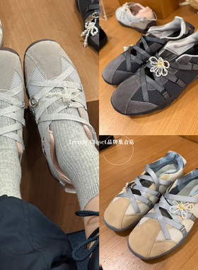 现货*rockfish 24秋冬新款 复古拼色绑带时尚休闲鞋 芭蕾风单鞋女