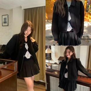 买手店 the barnnet 八奶 24新款 黑色拉链羊毛短款外套男女同款