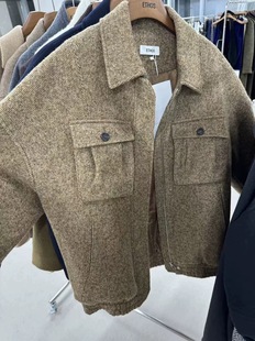 韩国直邮 Ethos 2025秋冬新款 羊毛呢夹克短款宽松工装外套女