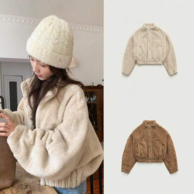 买手店 the barnnet 八奶 24冬季新款羊羔毛保暖拉链夹克短外套女