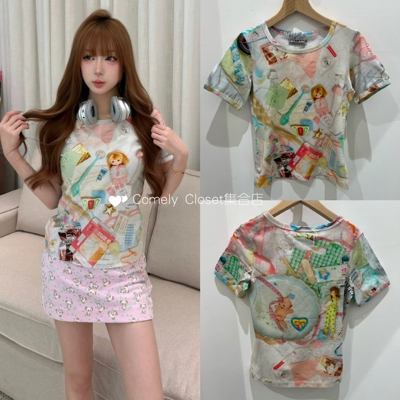 买手店 ASHLEY WILLIAMS 可爱娃娃短袖女 26早春新款圆领T恤上衣