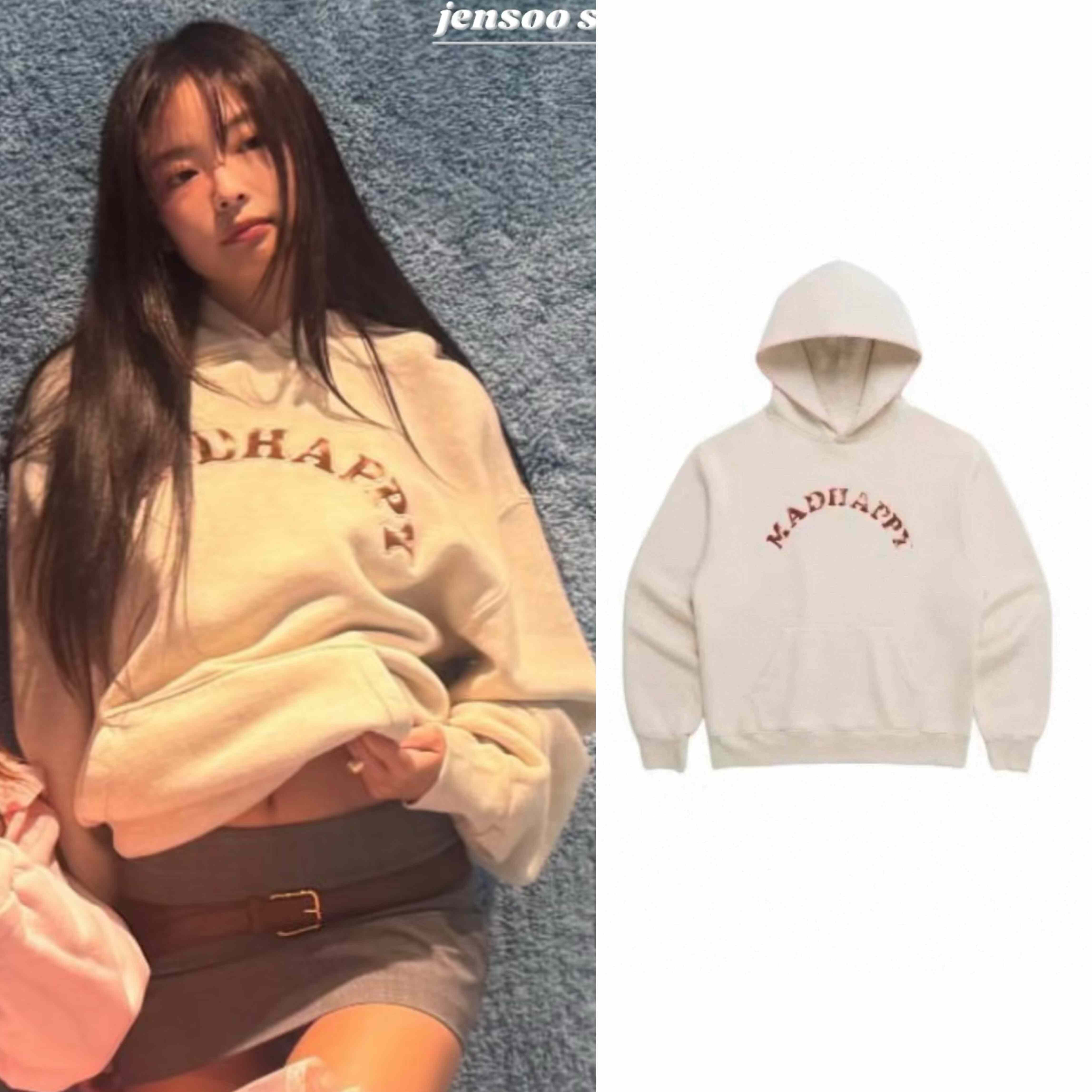 买手店  Jennie同款 madhappy 字母印花套头百搭锁边连帽卫衣女