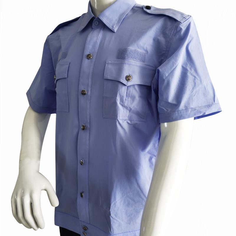 新款夏季升级二代速干弹力四面弹保安工装短袖衬衫蓝色衣服男女