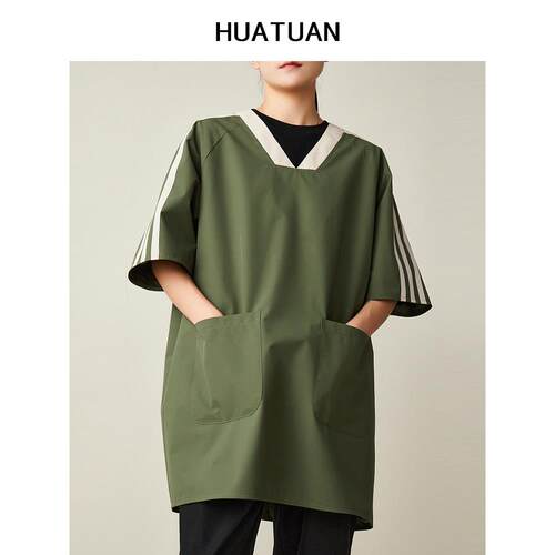 宠物理发师餐饮蛋糕咖啡水果花店短袖工作服防水工作服围裙定制标