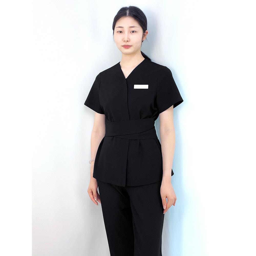 美容师工作服女新款美容院皮肤管理养生疗愈SPA技师服黑色秋冬款