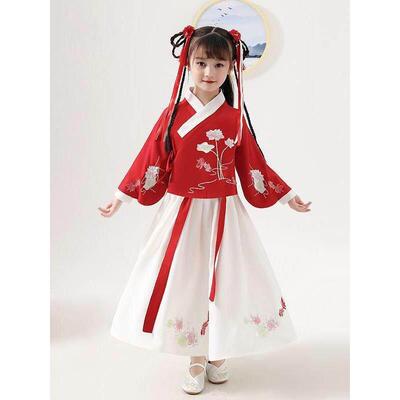 汉代女孩新中国风儿童裙古装超级仙女明朝汉代节日可爱套装