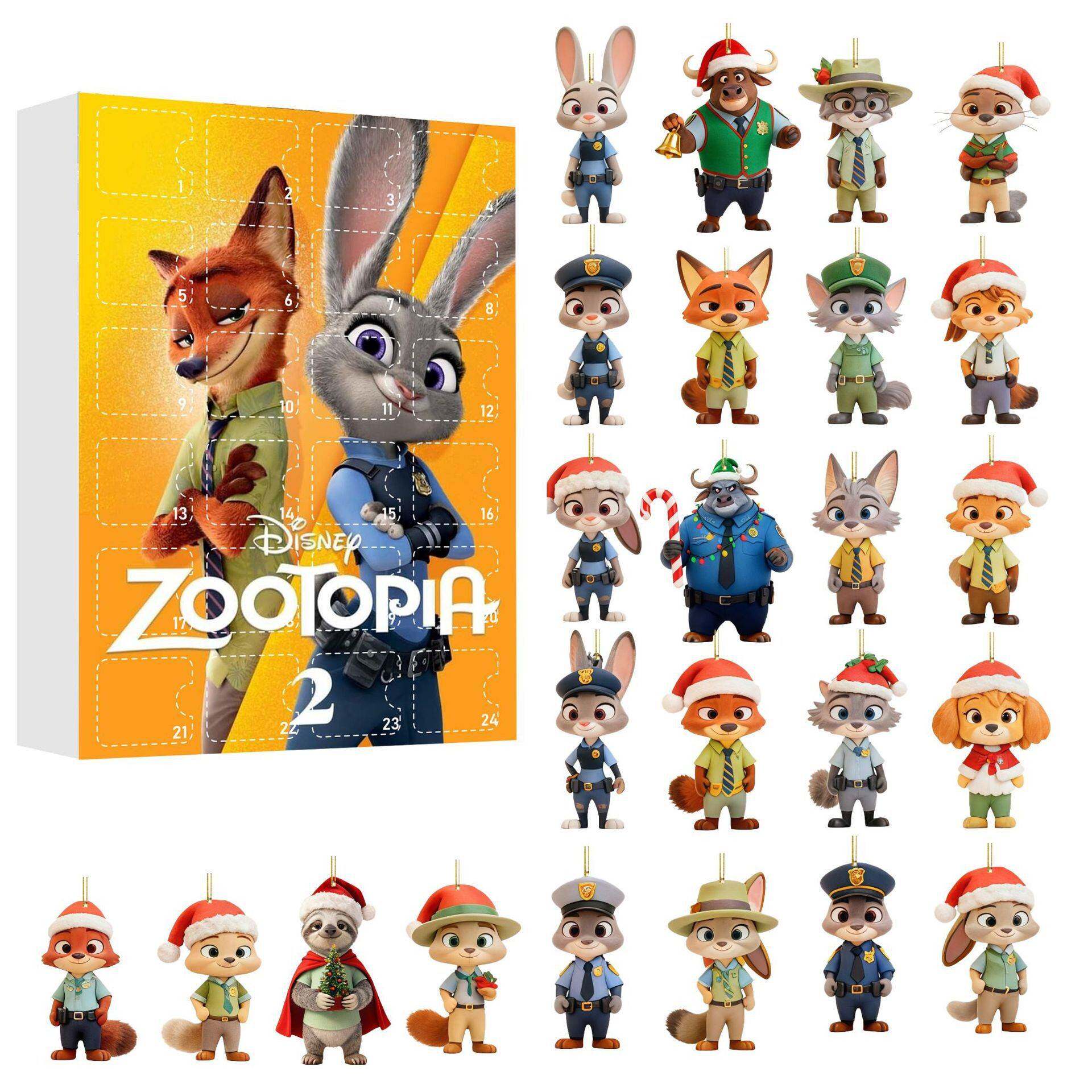 Zootopia2疯狂动物城挂件盲盒圣诞节朱迪尼克亚克力钥匙扣挂饰