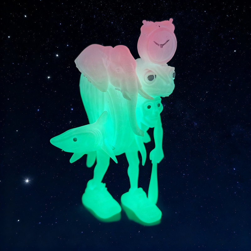 跨境新款夜光融合怪手办ai山海经通通通木棍人五帝王发光玩具模型