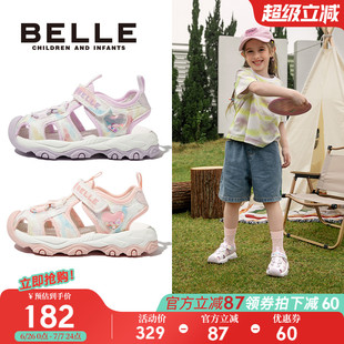 儿童运动凉鞋 2025夏季 百丽童鞋 女童溯溪鞋 新款 透气网面宝宝沙滩鞋