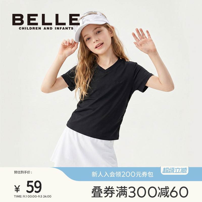 百丽童装女童夏季短袖T恤