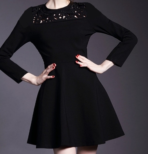 春秋新款长袖蕾丝拼接拉丁舞蹈服简约连衣裙演出服练功服大码晚宴