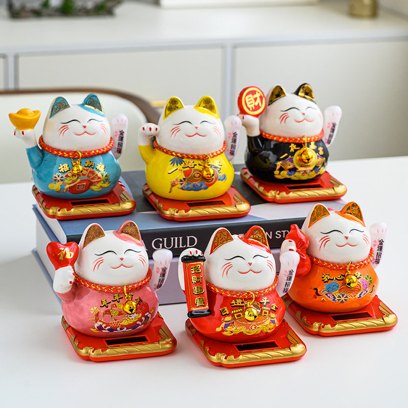 速发吉猫能 太能招财猫汽品小摆件摇手光堂车内装饰车车载自动招
