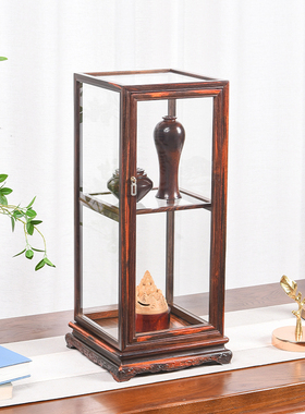 老挝大红酸枝玻璃罩瓷器玉石展柜