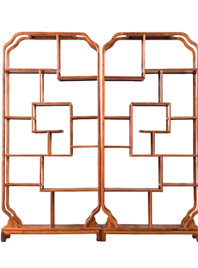 天纵刺猬紫檀弯脚博古架