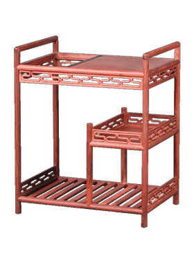 天纵缅甸花梨茶水架-白胚款