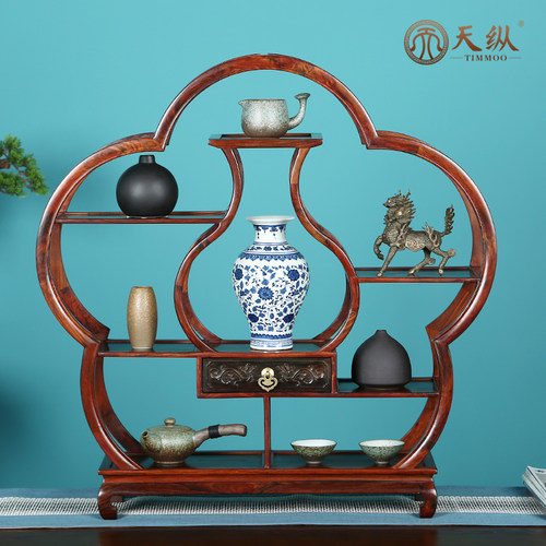 天纵大红酸枝大梅花博古架