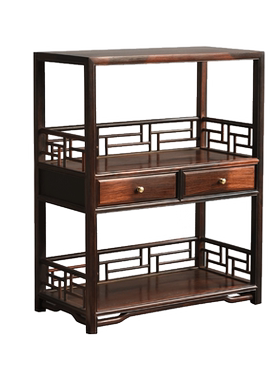 天纵大红酸枝双抽茶水架