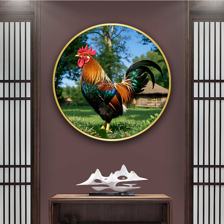 大吉大利图金鸡报晓雄鸡大公鸡挂画客厅玄关卧室床头新中式装饰画图片