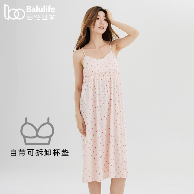夏季天丝棉吊带睡裙女款甜美睡衣