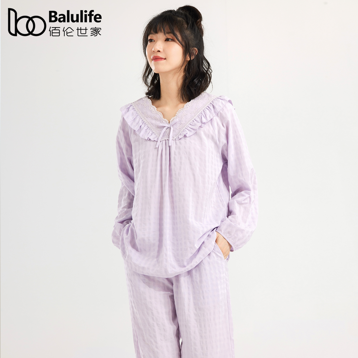 佰伦世家女款梭织棉长袖睡衣