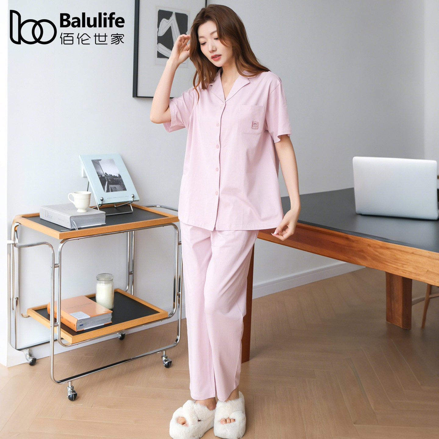 睡衣女纯棉短袖长裤夏薄款家居服