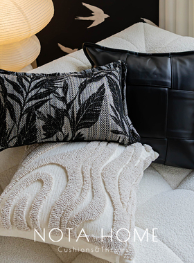 现代简约抱枕刺绣黑色枕套民宿酒店软装意式轻奢床头靠枕车用腰枕