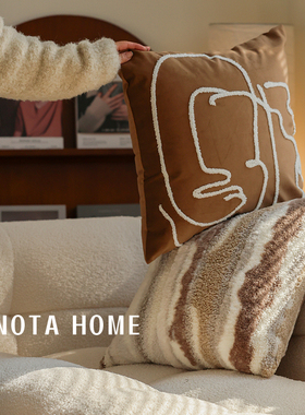 中古毛绒抱枕深色北欧风靠枕客厅沙发轻奢高级感靠垫车载抱枕枕芯