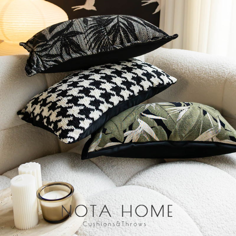 新中式抱枕绿色树叶腰枕车载靠垫