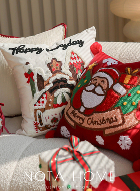 圣诞节抱枕红色喜庆靠枕节日装饰枕套新家软包酒店沙发腰靠垫方枕