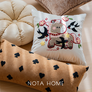 马年新款抱枕套中古风抱枕棕色系腰枕奶客厅油风靠枕懒人沙发靠垫