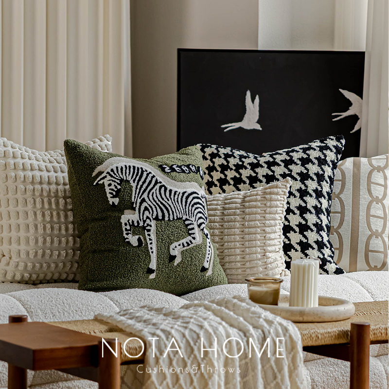 波西米亚抱枕套酒店软装千鸟格靠枕卧室床头靠垫飘窗方枕车用抱枕