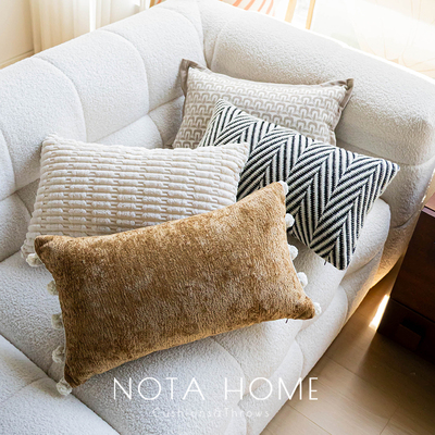 现代简约腰枕人字纹毛绒长条枕