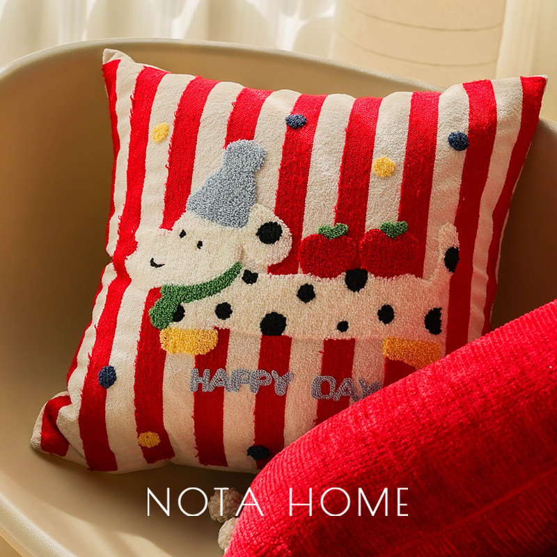 新年喜庆抱枕北欧风腰枕客厅沙发可爱靠枕女生睡觉用方枕狗狗枕套,居家布艺,靠垫/抱枕,淘宝优惠券,粉丝福利购,淘宝优惠卷